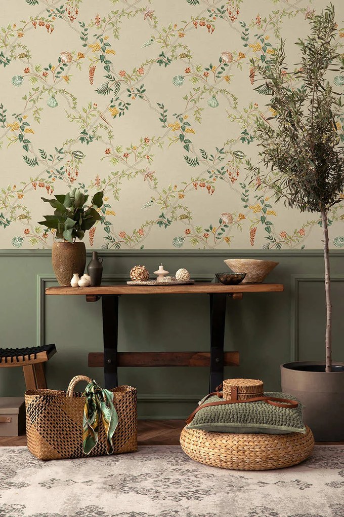 Holden Decor Wanderlust Marina bézs-korall kagylós vlies tapéta – 92072