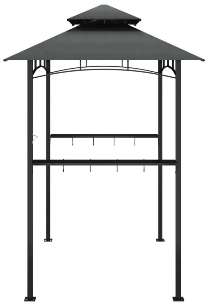 antracit acél grillező pavilon oldalsó polcokkal 240x150x243 cm
