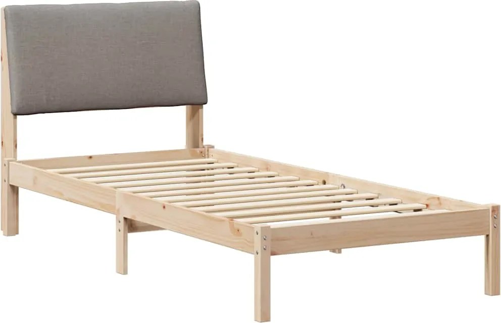 vidaXL Ágykeret fejtámlával Barna és taupe 90 x 200 cm Tömör fenyőfa