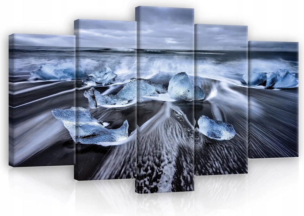 Vászonkép 100x60 Tenger óceán tengerpart hullámok Izland gyémánt természet hideg mozgás