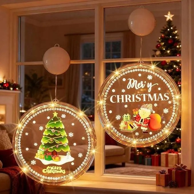 LED-es világító ablakdísz 21cm Karácsonyi szett 2db