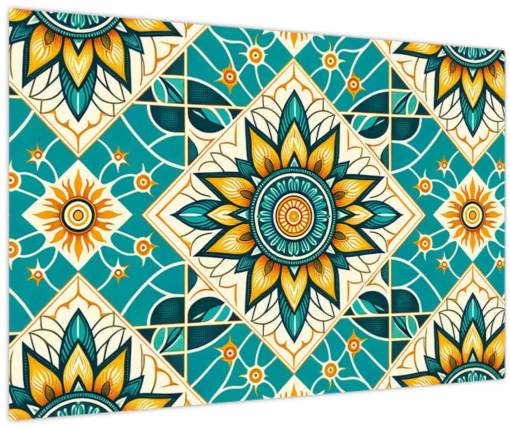 Kép - Türkiz minta (90x60 cm)