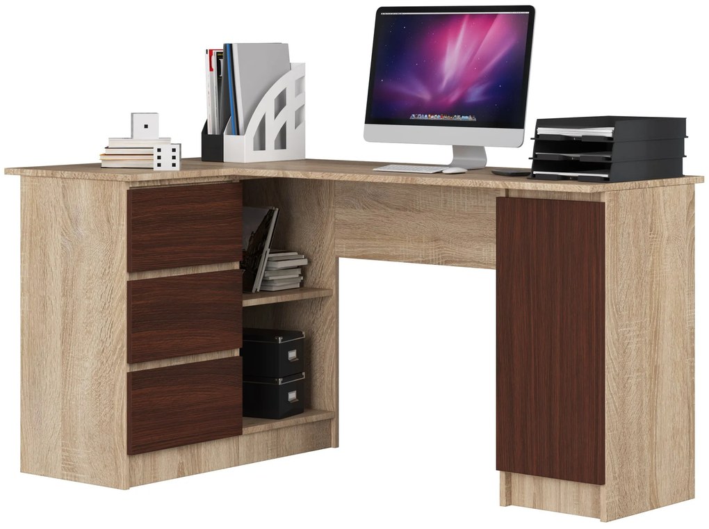 Sarok PC asztal Bevin (szonoma tölgy + wenge) (B). 1069143