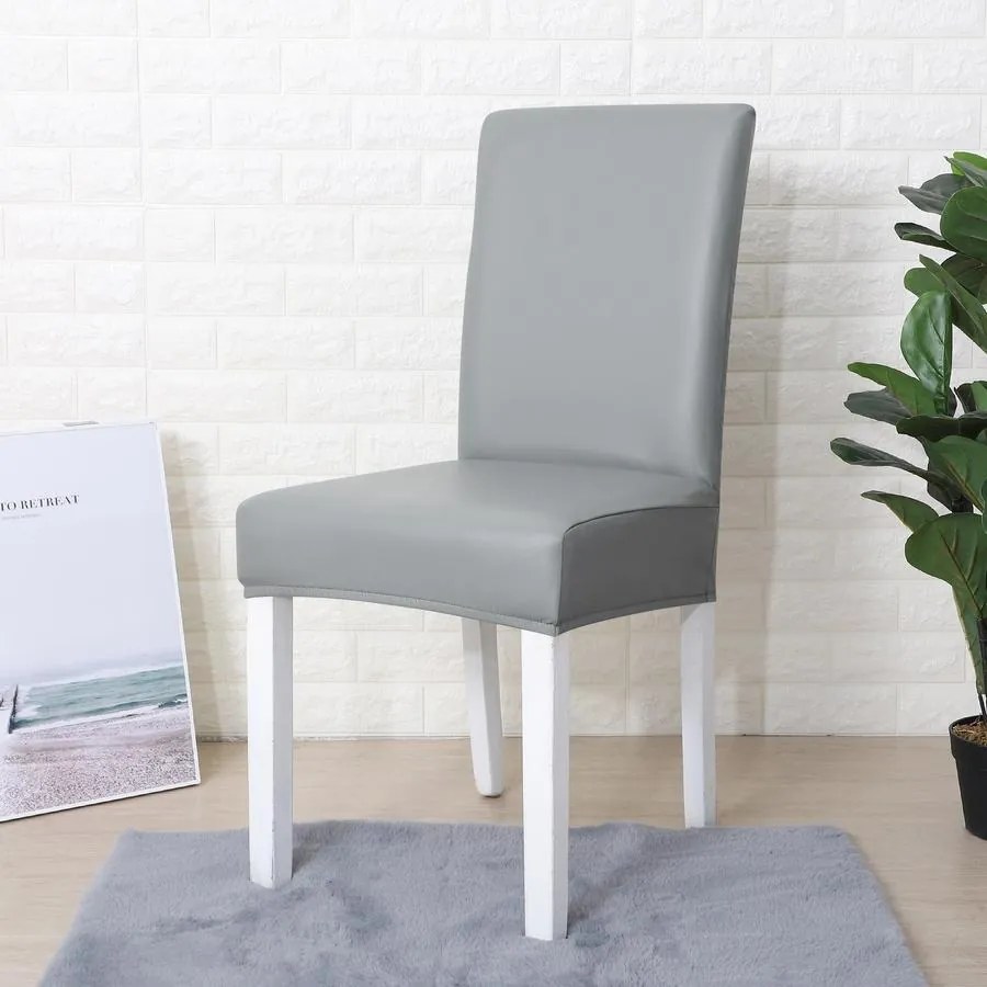 SzékHuzat Étkezőszékre (vízálló műbőr, rugalmas, mosható, szürke)