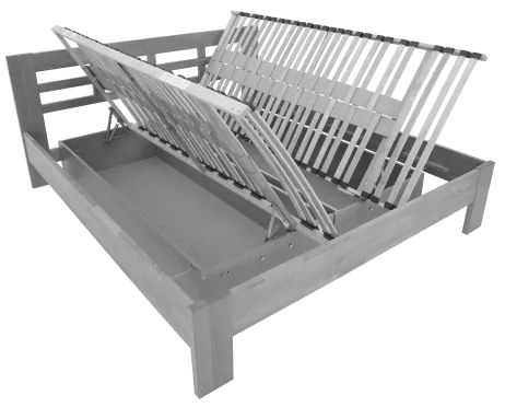 Felesleges ágy tömör fából, tárolóhellyel ANGELA 180x200 cm dió