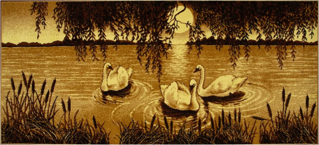 Makatka Bézs Hattyú Szőnyeg Falra Bézs Nappaliba Weltom 100x210 cm