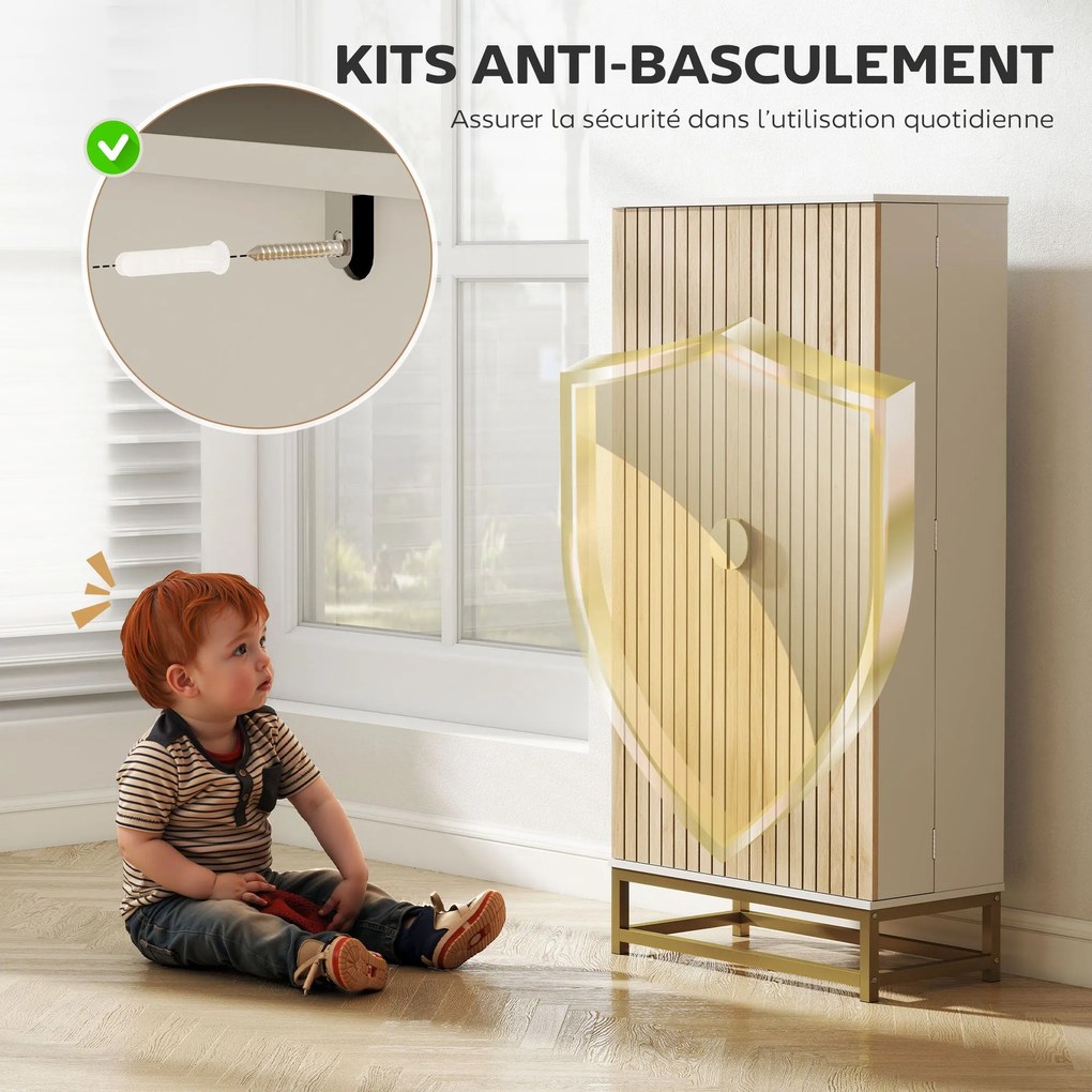 HOMCOM Konyhai Buffétr, Konyhai Tároló Szekrény, Modern Kiállító Szekrény 12 Ajtós Polccal, Állítható Polcokkal és Dupla Louver Ajtóval, Étkezőbe, Nap