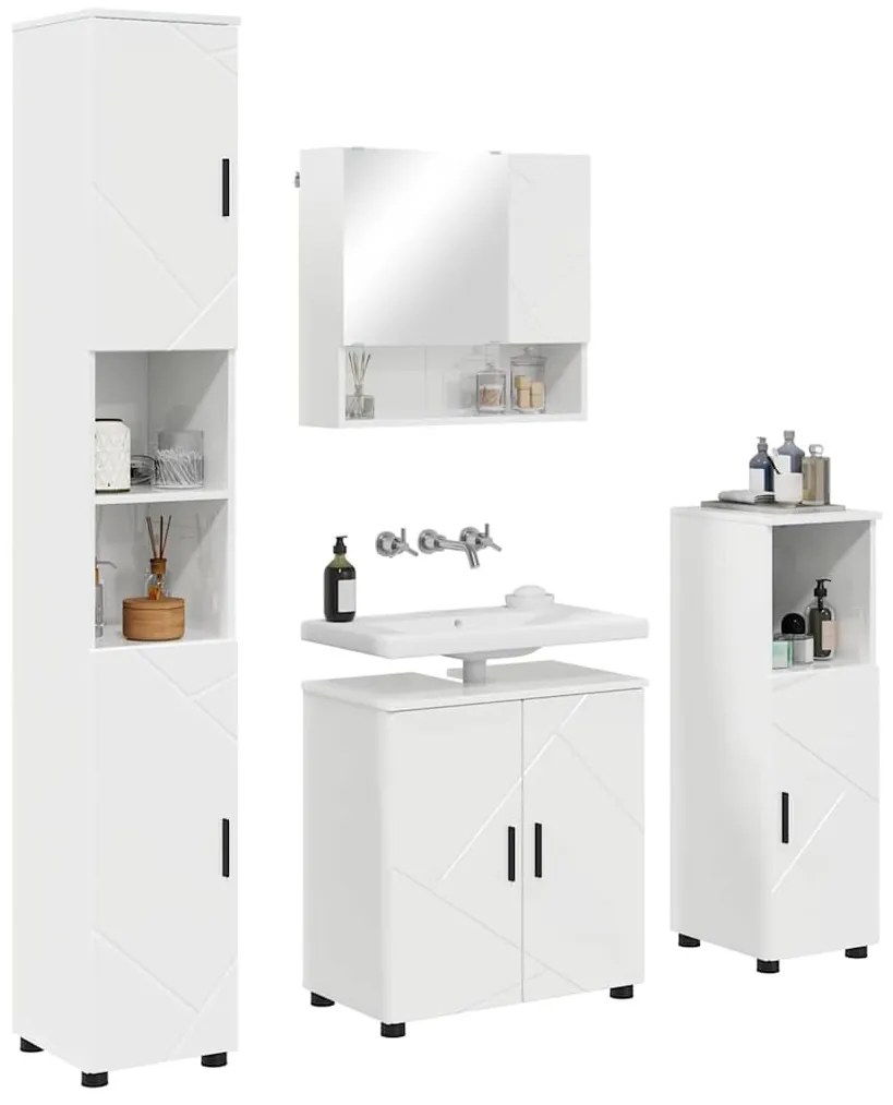 Fürdőszoba bútor szett 4 pcs Magasfényű fehér 61 x 35 x 64 cm