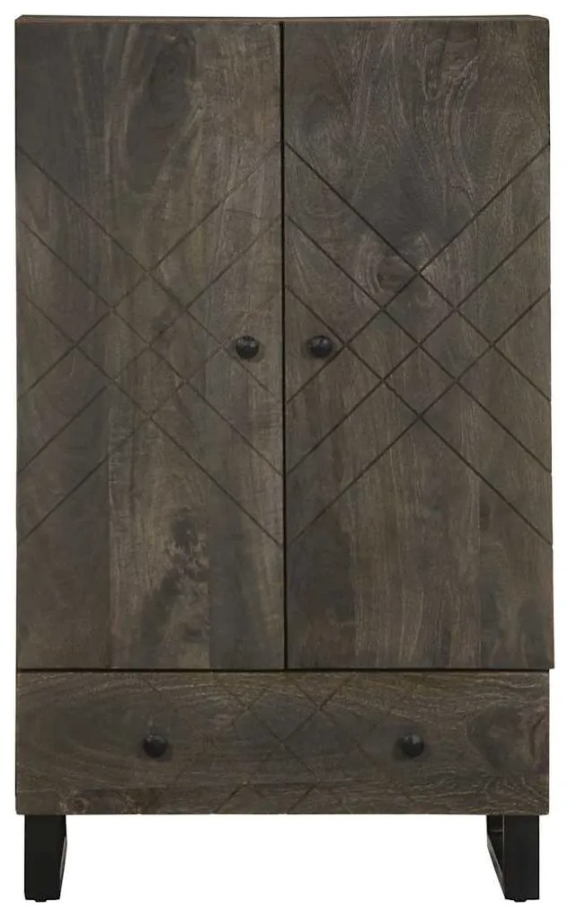 fekete tömör mangófa magasszekrény 60 x 33 x 100 cm