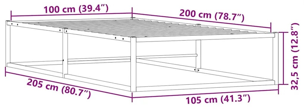 ágykeret matrac nélkül Fehér 100x200 cm fém ágykeret
