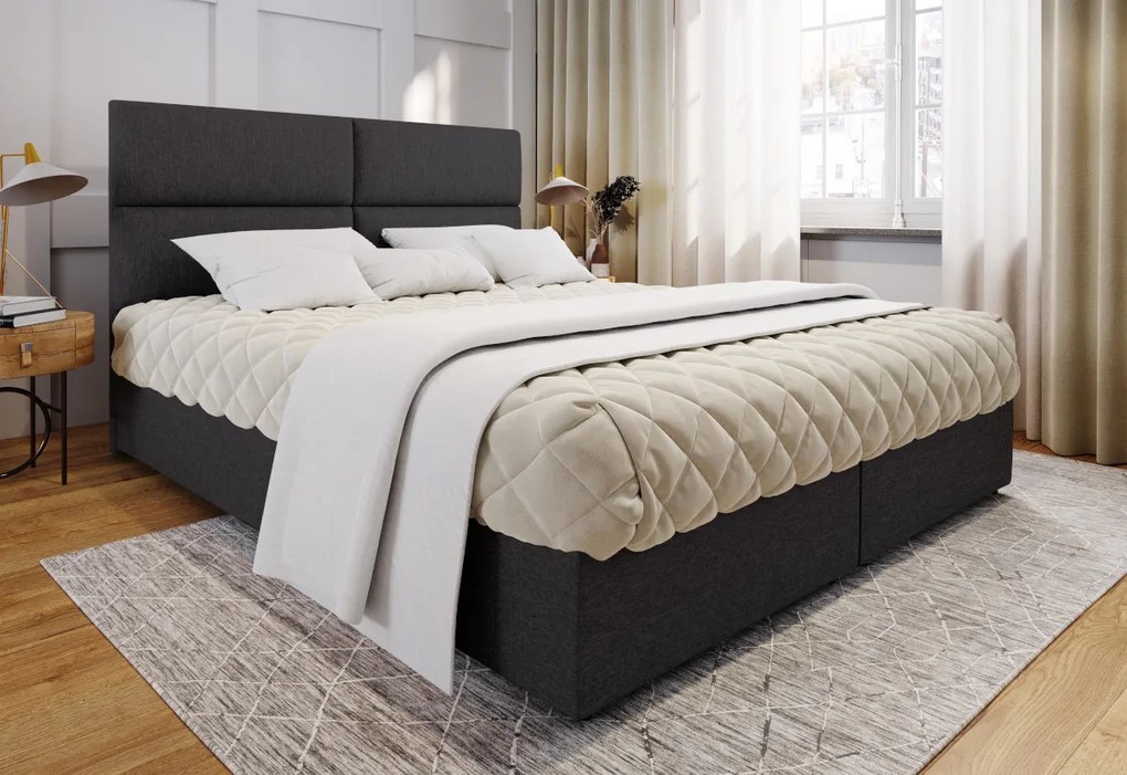 COMIC kárpitozott boxspring ágy, 140x200, matt velvet 08 + topper