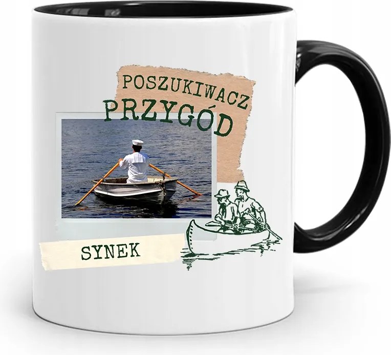 Bögre Fekete Ajándék Fiúnak Kalandor Nyomtatott Fotóval