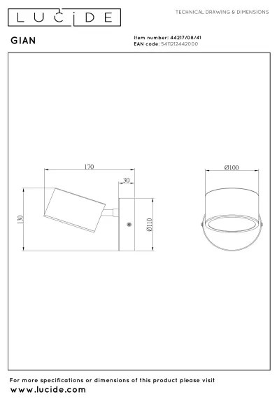 Lucide 44217/08/41 - LED fali spotlámpa GIAN LED/9W/230V bézs