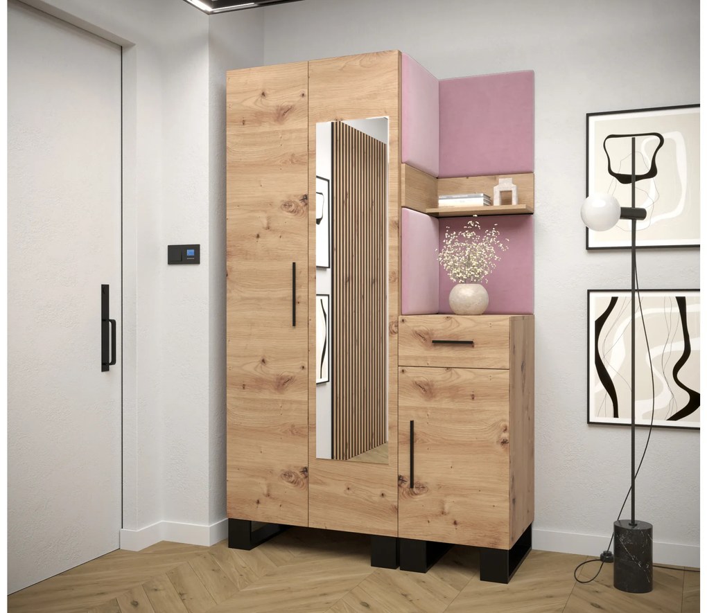 Előszobabútor Amanda 16 (artisan tölgy + rózsaszín). 1085993