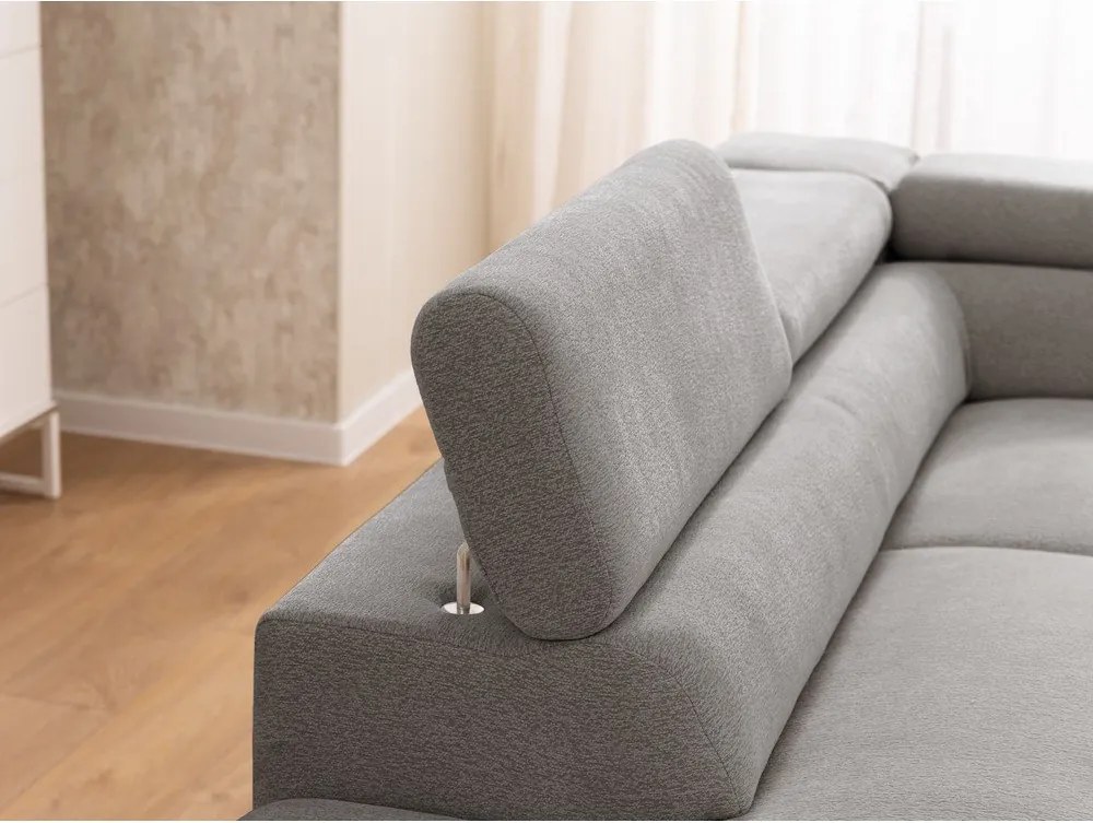 Világosszürke zsenília sarokkanapé (bal oldali-L alakú) Marbeya – Ropez