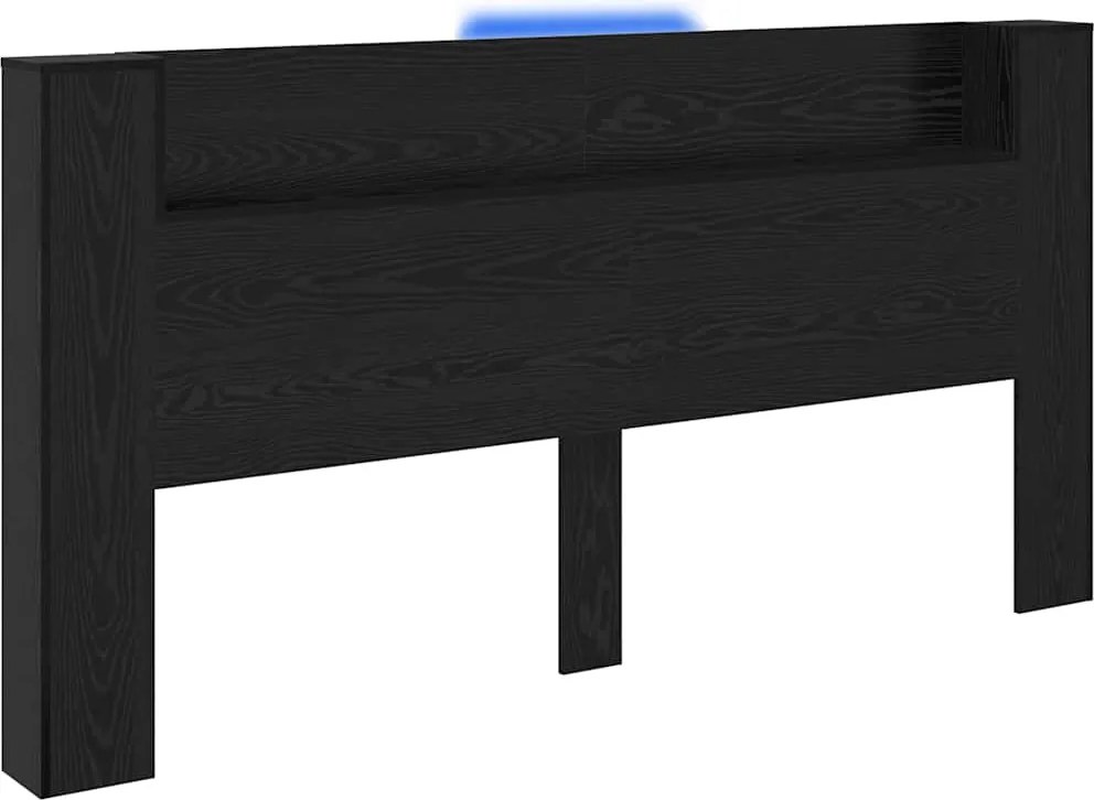 vidaXL Fejtámla polcokkal Fekete tölgy 200 x 15 x 103,5 cm Faanyag