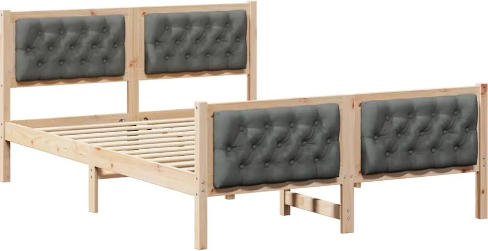 vidaXL Ágykeret fejtámlával Sötétszürke 150 x 200 cm Tömör fenyőfa