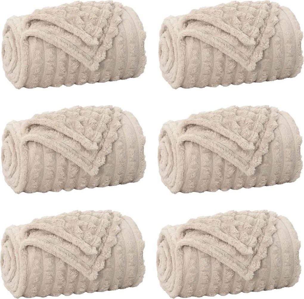 vidaXL Takarók 6 pcs Bézs 150 x 130 cm Gyapjú