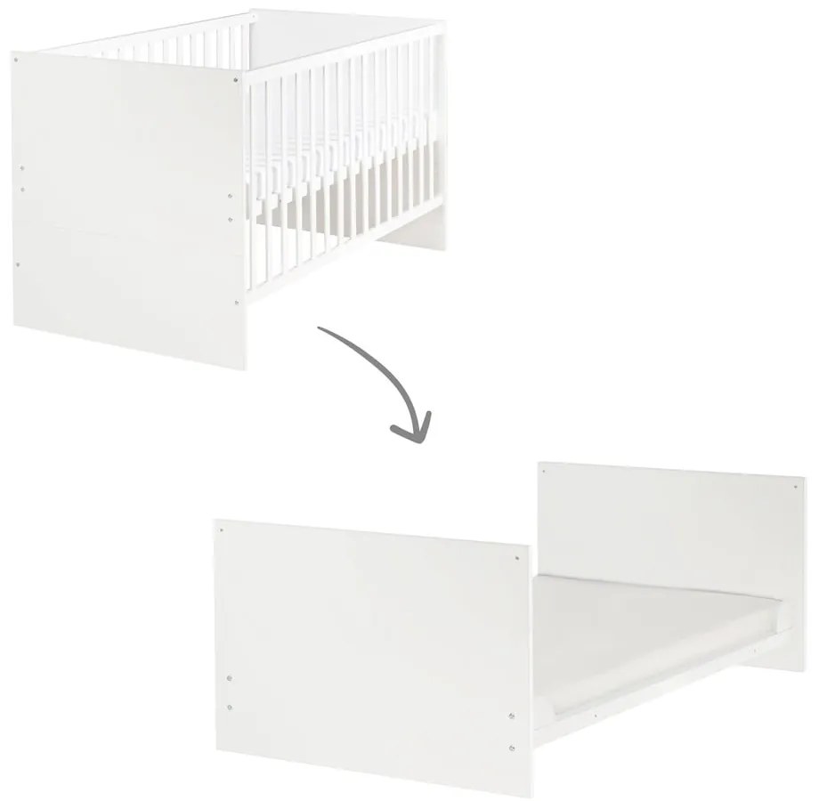 Fehér babaágy állítható magassággal 70x140 cm Anton – Roba