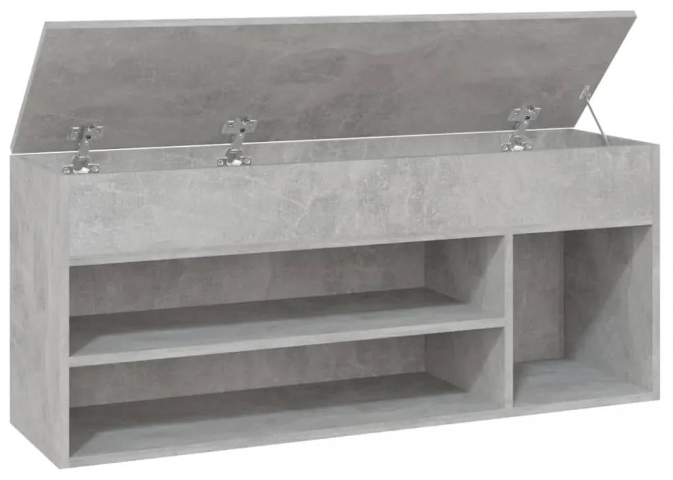 betonszürke szerelt fa cipőtároló pad 105 x 30 x 45 cm