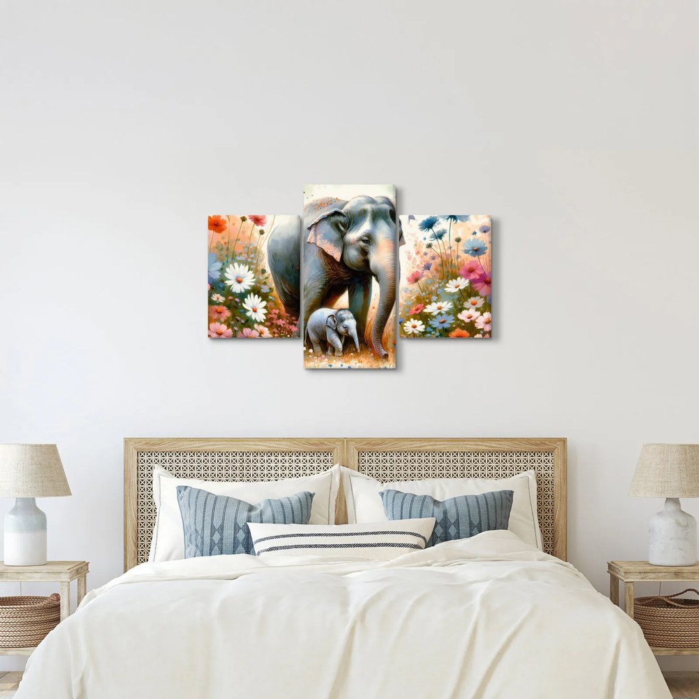 Kép - Elefánt mama, akvarell (90x60 cm)
