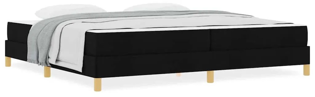 Boxrugós ágy Fekete és Barna 200 x 200 cm Textil és mérnöki fa