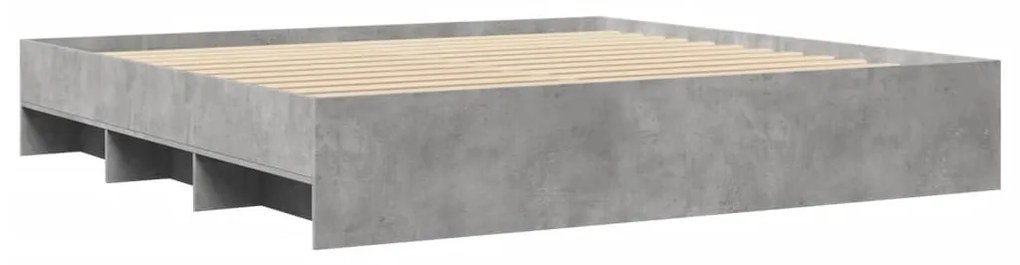 betonszürke szerelt fa ágykeret matrac nélkül 180 x 200 cm