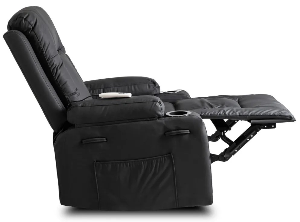 Elektromosan Vezérelhető Masszázsfunkciós Relaxfotel Fekete Eco-bőr Kárpittal. BOX