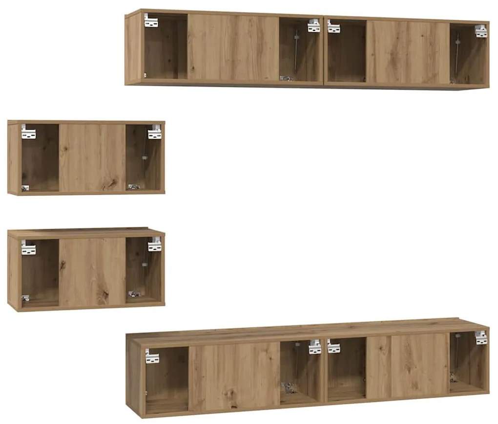 TV Szekrény Szett 6 pcs kézműves tölgy 80 x 30 x 30 cm Közepes