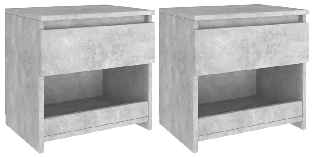 2 db betonszürke szerelt fa éjjeliszekrény 40 x 30 x 39 cm