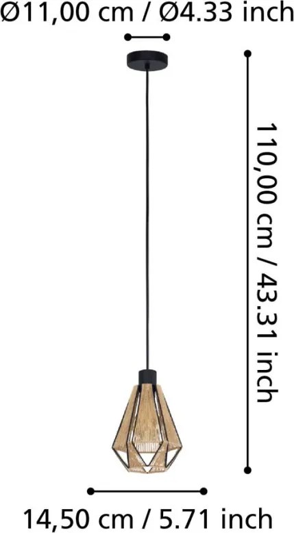 Eglo ADWICKLE 43776 Függőlámpa 1x40W/E27 IP20