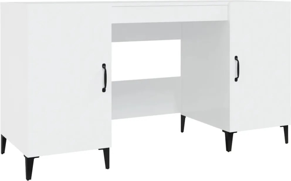 vidaXL magasfényű fehér színű szerelt fa íróasztal 140 x 50 x 75 cm