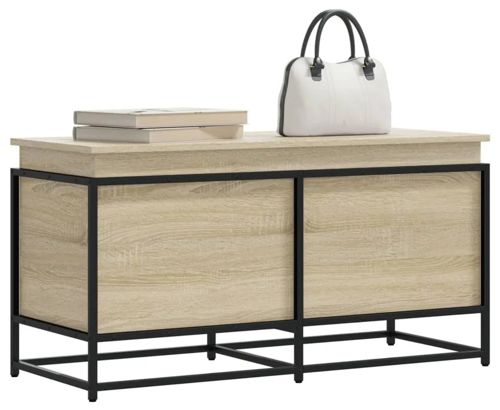sonoma tölgy szerelt fa tárolóláda fedéllel 100x40x51,5 cm