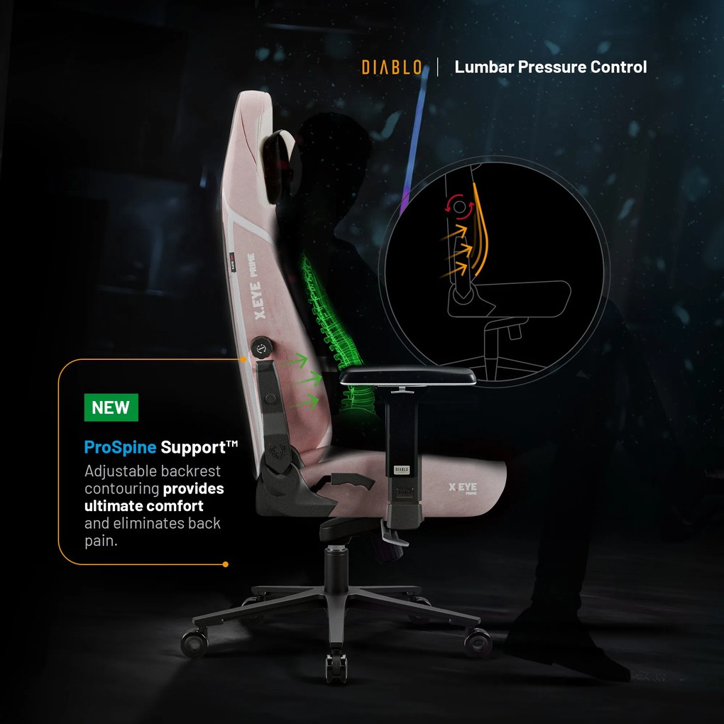 Gamer szék Normal Size fekete-rózsaszín: Diablo X-Eye Prime Akira Pink