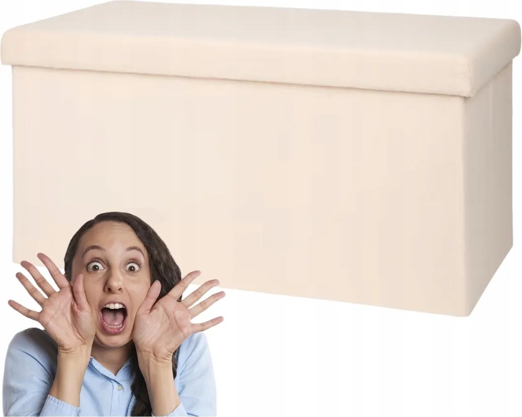 Nagy Puff kétszemélyes Nyitható Puff Ülőgarnitúra Tárolóval 76x38cm Világos XL