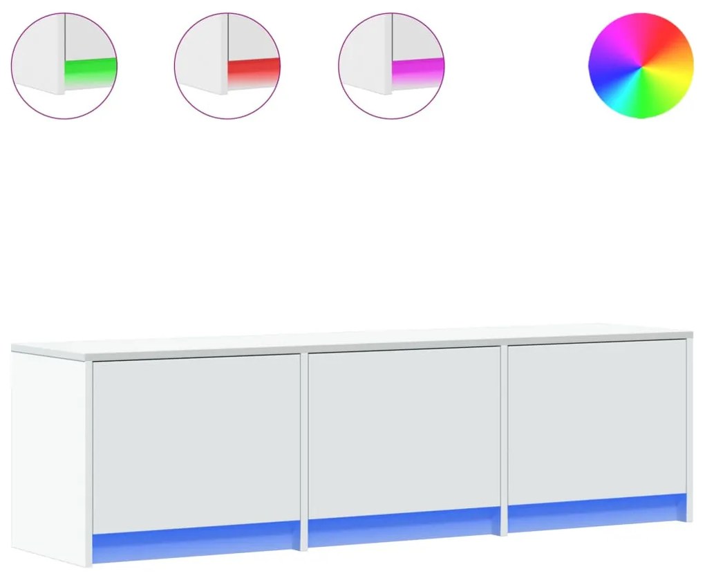 fehér szerelt fa TV-szekrény LED-ekkel 140 x 34 x 40 cm