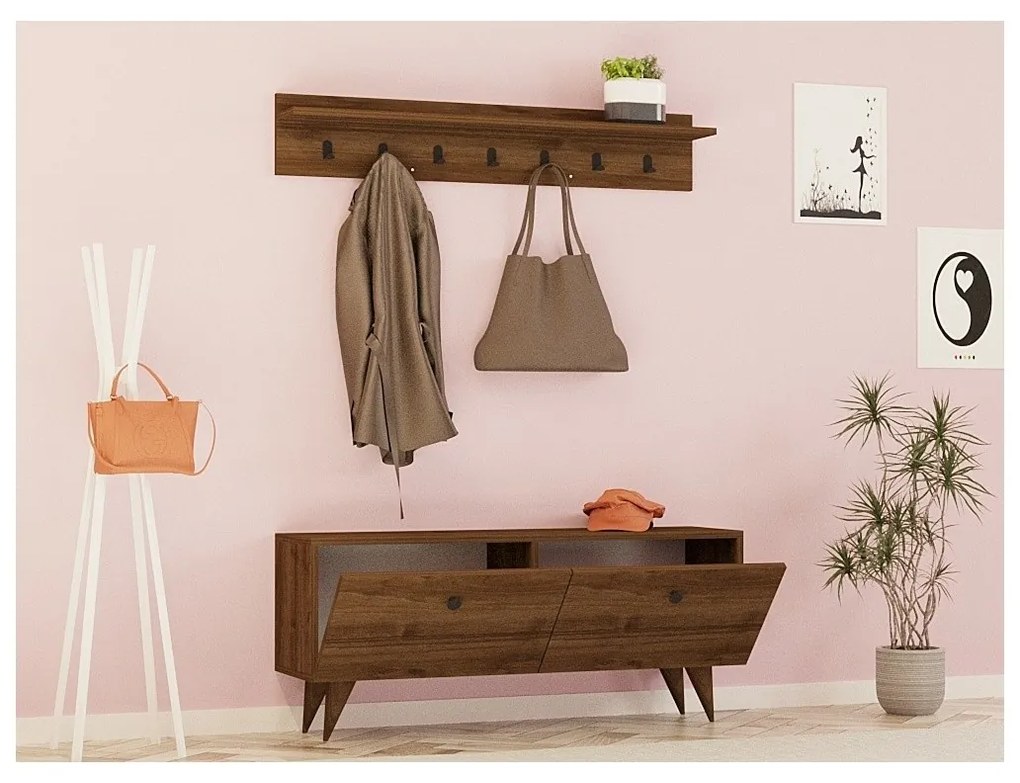 Fali akasztó cipővel Rupa Walnut