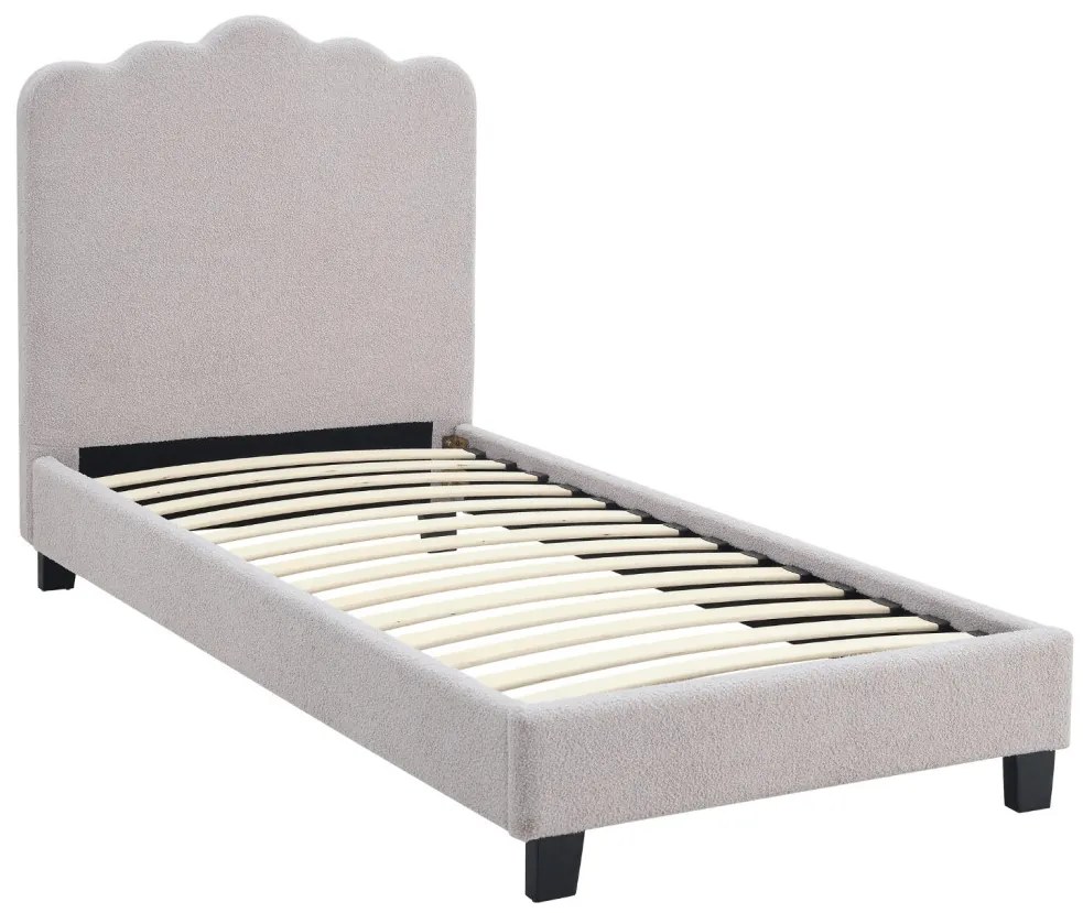 Szürke Bouclé Kárpitozott Ágy 90x200 CRATER