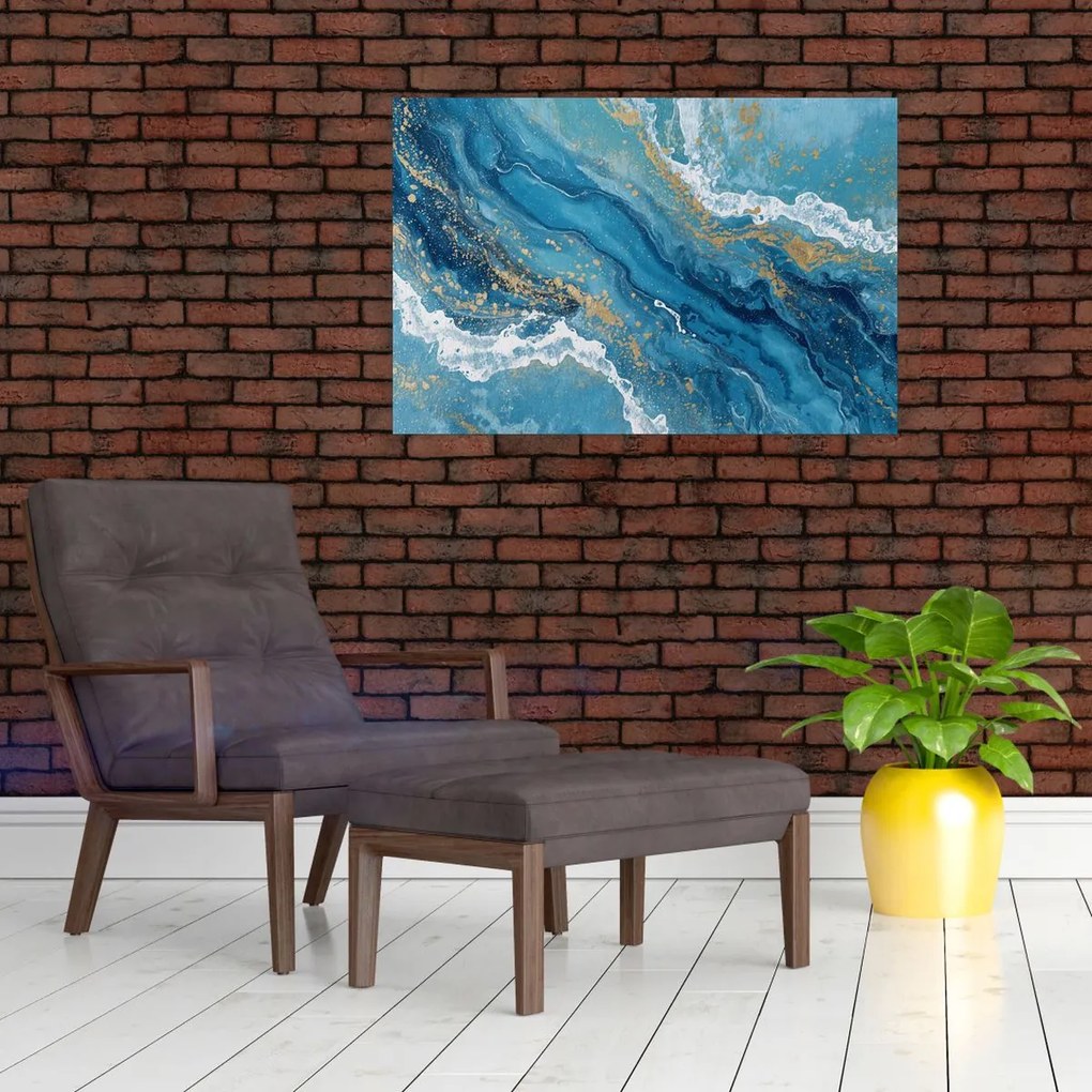Kép - Világoskék márvány arannyal II. (90x60 cm)