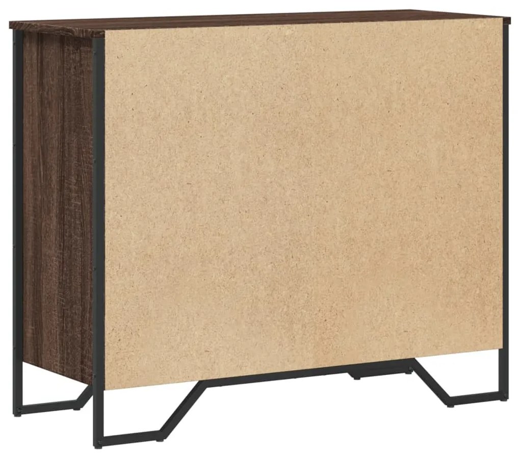 barna tölgy színű szerelt fa komód 91 x 35,5 x 74,5 cm