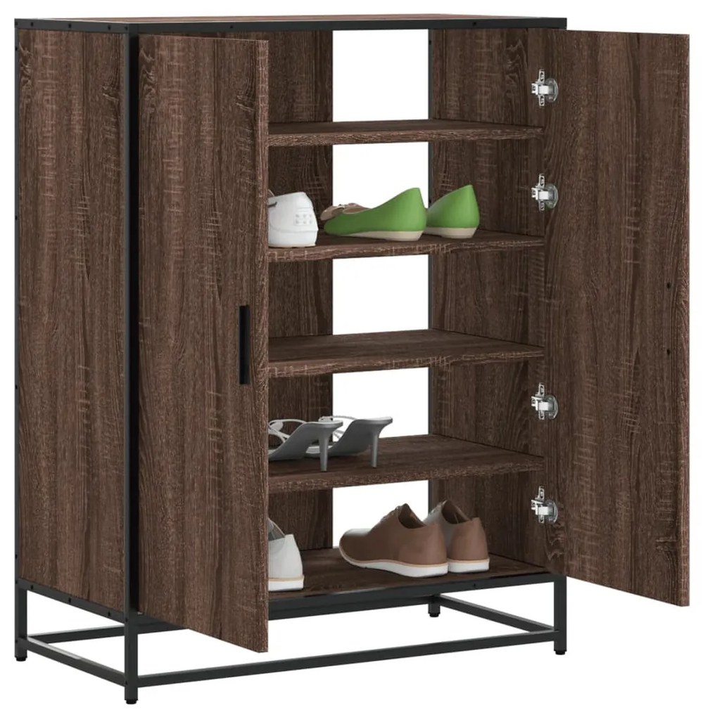 barna tölgy színű szerelt fa és fém cipőszekrény 75x38x97,5 cm