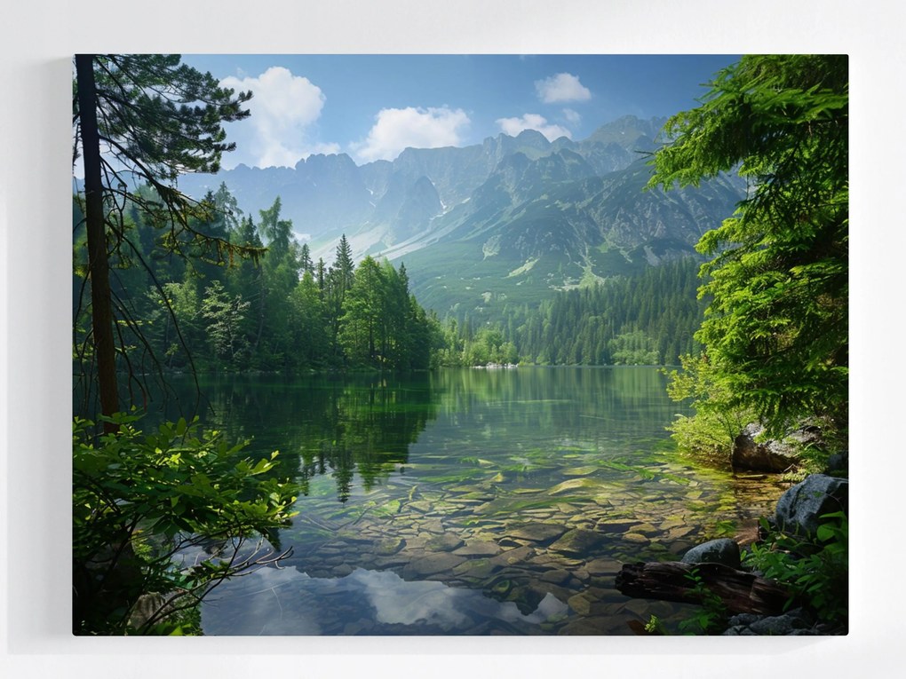 Vászonkép Canvas Hegyek Tó Erdő Tájkép Tátra Természet 80x60