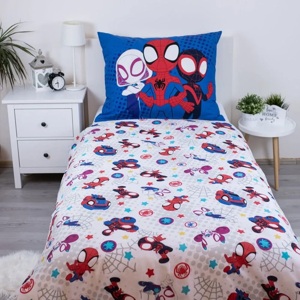 Kék egyszemélyes pamut gyerek ágyneműhuzat 140x200 cm Spidey – Jerry Fabrics
