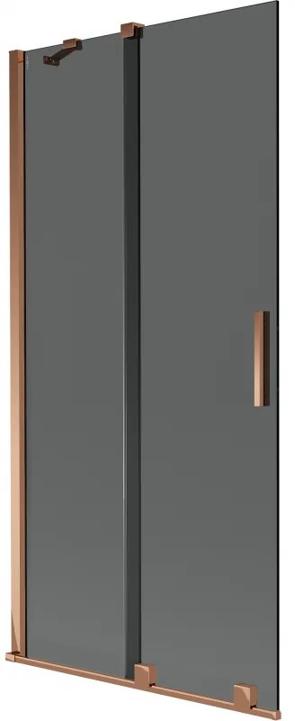 Mexen Velar, 2 szárnyas eltolható kádparaván 90 x 150 cm, 8mm szürke üveg, rózsaszín arany, 896-090-000-41-60