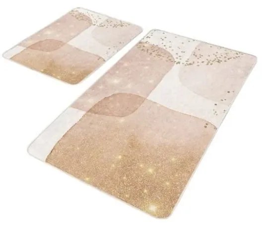 Bézs bársony fürdőszobai kilépő szett 2 db-os 60x100 cm – Mila Home