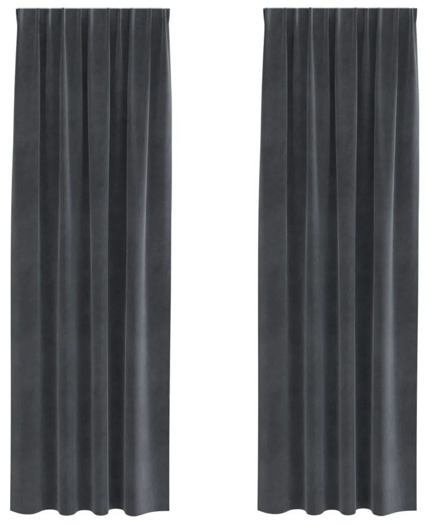 Feketeárnyékos Függönyök Felső Szalaggal 2 db Világosszürke Velúr