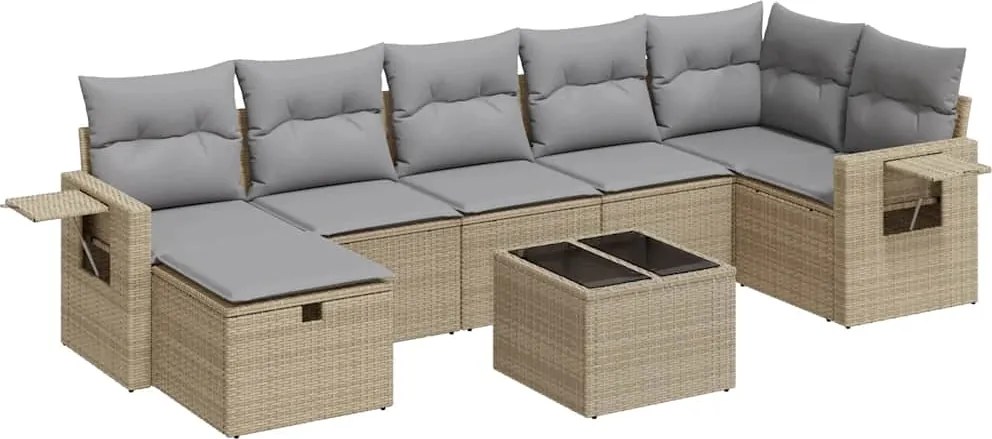 vidaXL 8 részes bézs polyrattan kerti ülőgarnitúra párnával