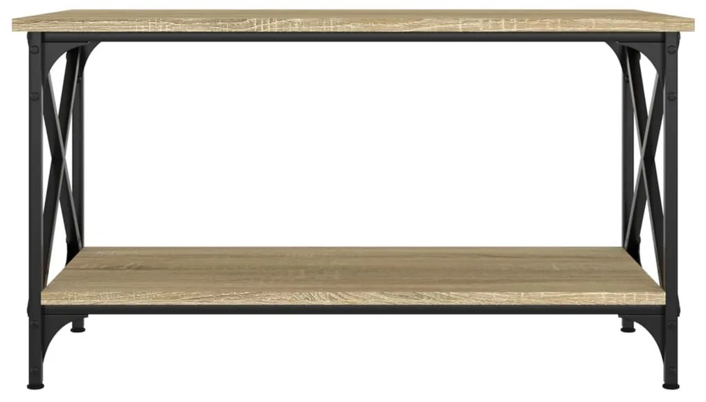 Sonoma tölgy színű szerelt fa és vas dohányzóasztal 80x45x45 cm
