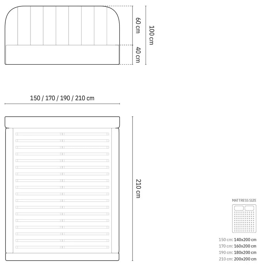 Elefántcsont színű kárpitozott ágyneműtartós franciaágy ágyráccsal 180x200 cm Juno – Windsor &amp; Co Sofas