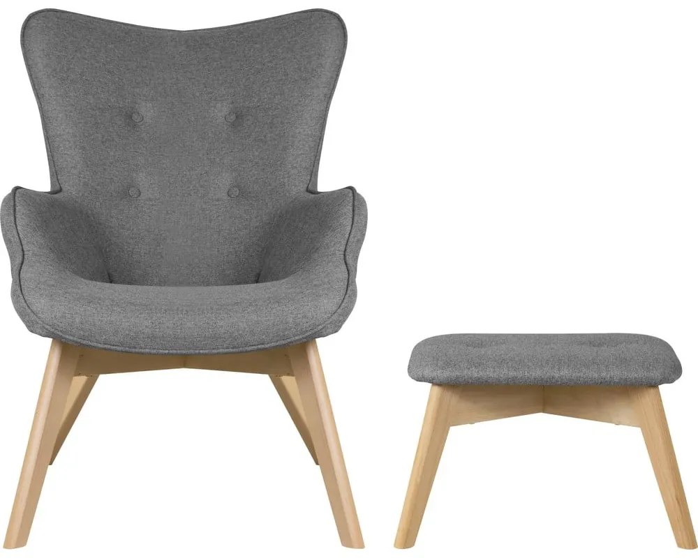 Szürke fotel lábtartóval Niko – Ropez